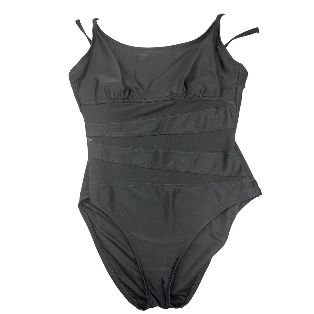 Shade & Shore Womens Black Mesh Panel‎ One Piece Swimsuit XL Beach Vacation Chic